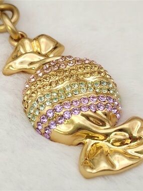 Gold Candy Bag Charm & Keys with Pastel Crystal Accents